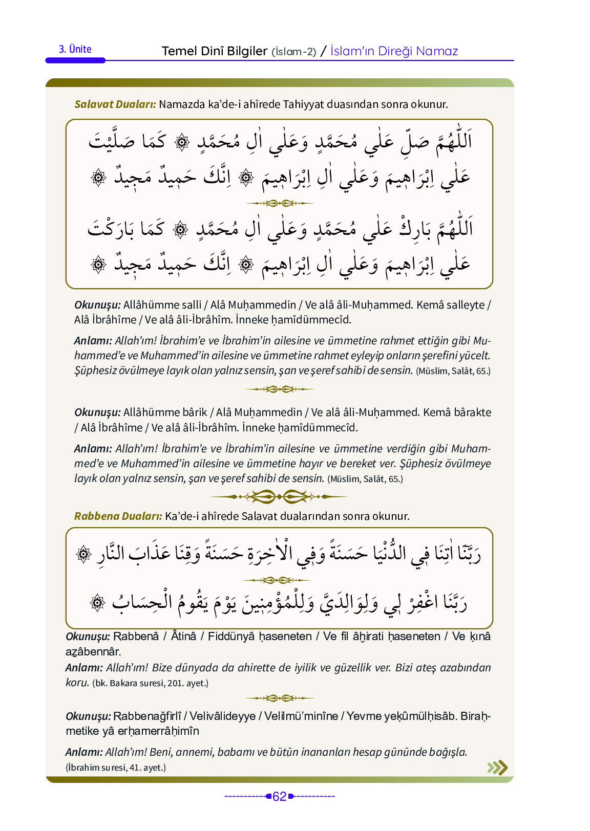 6. Sınıf Meb Yayınları Temel Dini Bilgiler İslam 2 Ders Kitabı Sayfa 62 Cevapları