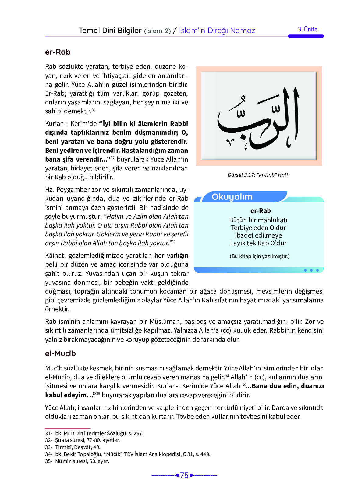 6. Sınıf Meb Yayınları Temel Dini Bilgiler İslam 2 Ders Kitabı Sayfa 75 Cevapları