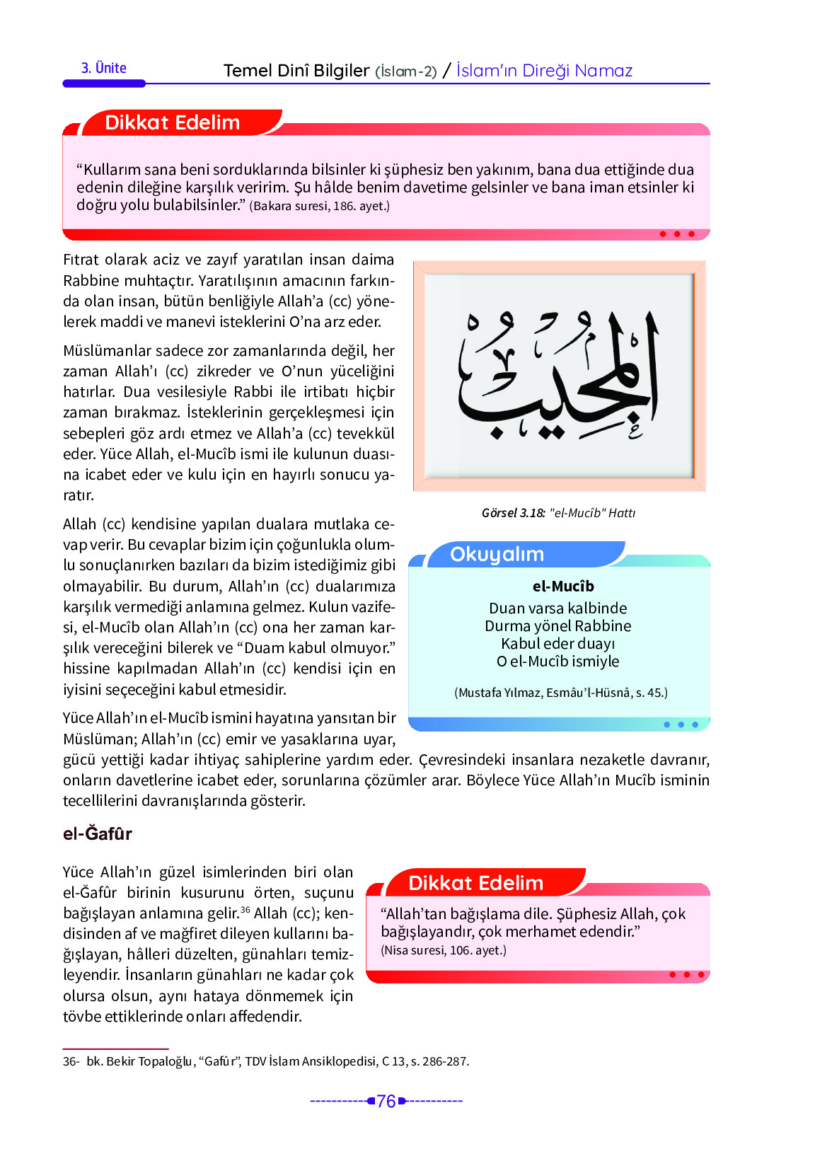 6. Sınıf Meb Yayınları Temel Dini Bilgiler İslam 2 Ders Kitabı Sayfa 76 Cevapları