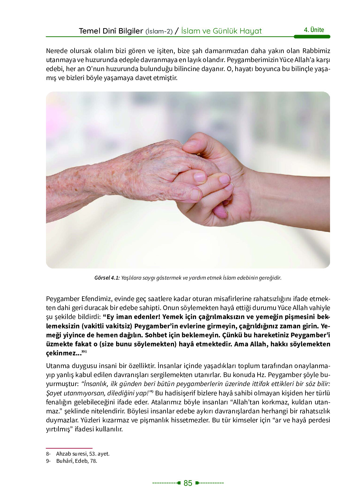 6. Sınıf Meb Yayınları Temel Dini Bilgiler İslam 2 Ders Kitabı Sayfa 85 Cevapları