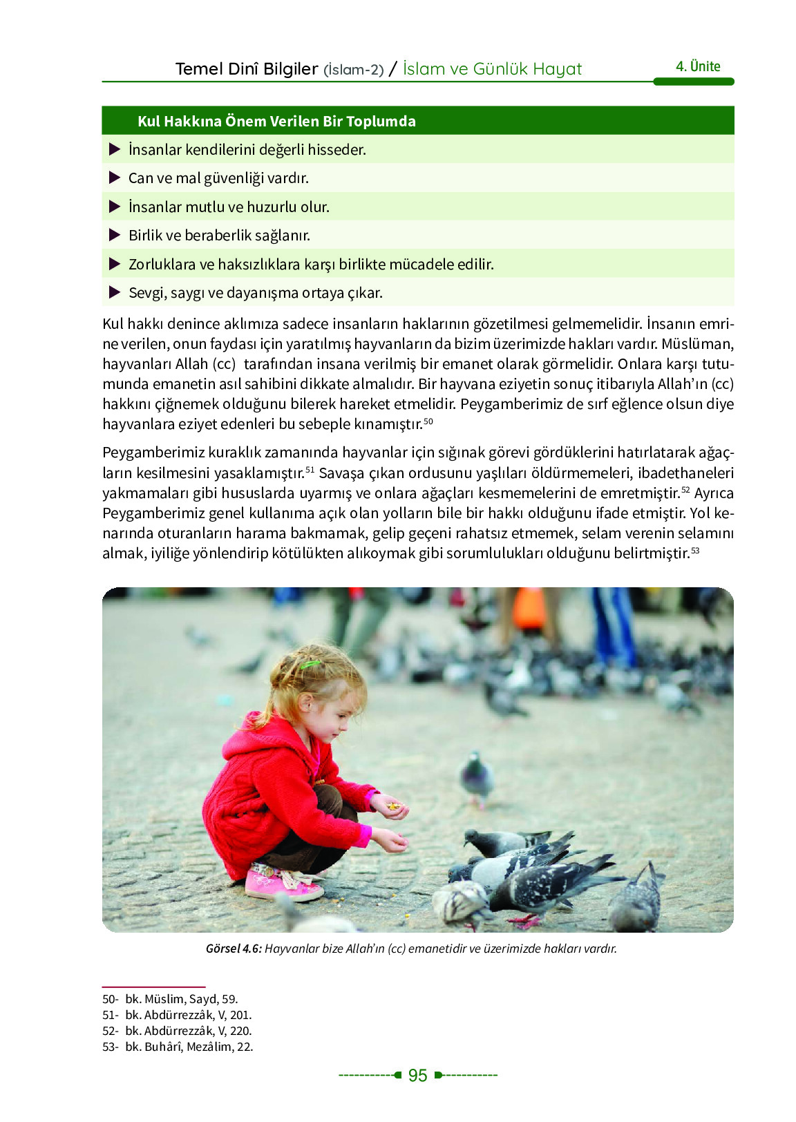 6. Sınıf Meb Yayınları Temel Dini Bilgiler İslam 2 Ders Kitabı Sayfa 95 Cevapları