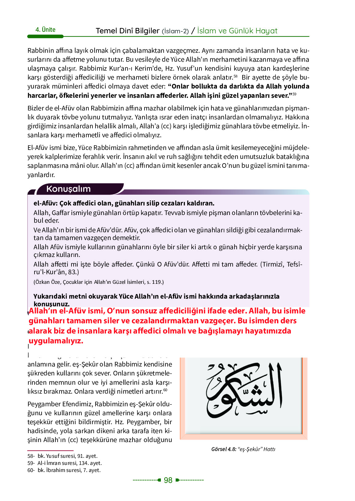 6. Sınıf Meb Yayınları Temel Dini Bilgiler İslam 2 Ders Kitabı Sayfa 98 Cevapları