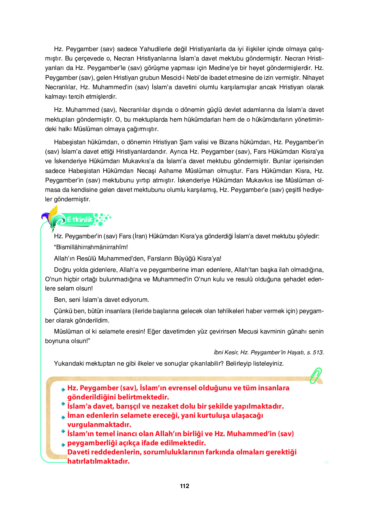 6. Sınıf Sdr Dikey Yayıncılık Din Kültürü Ve Ahlak Bilgisi Ders Kitabı Sayfa 112 Cevapları