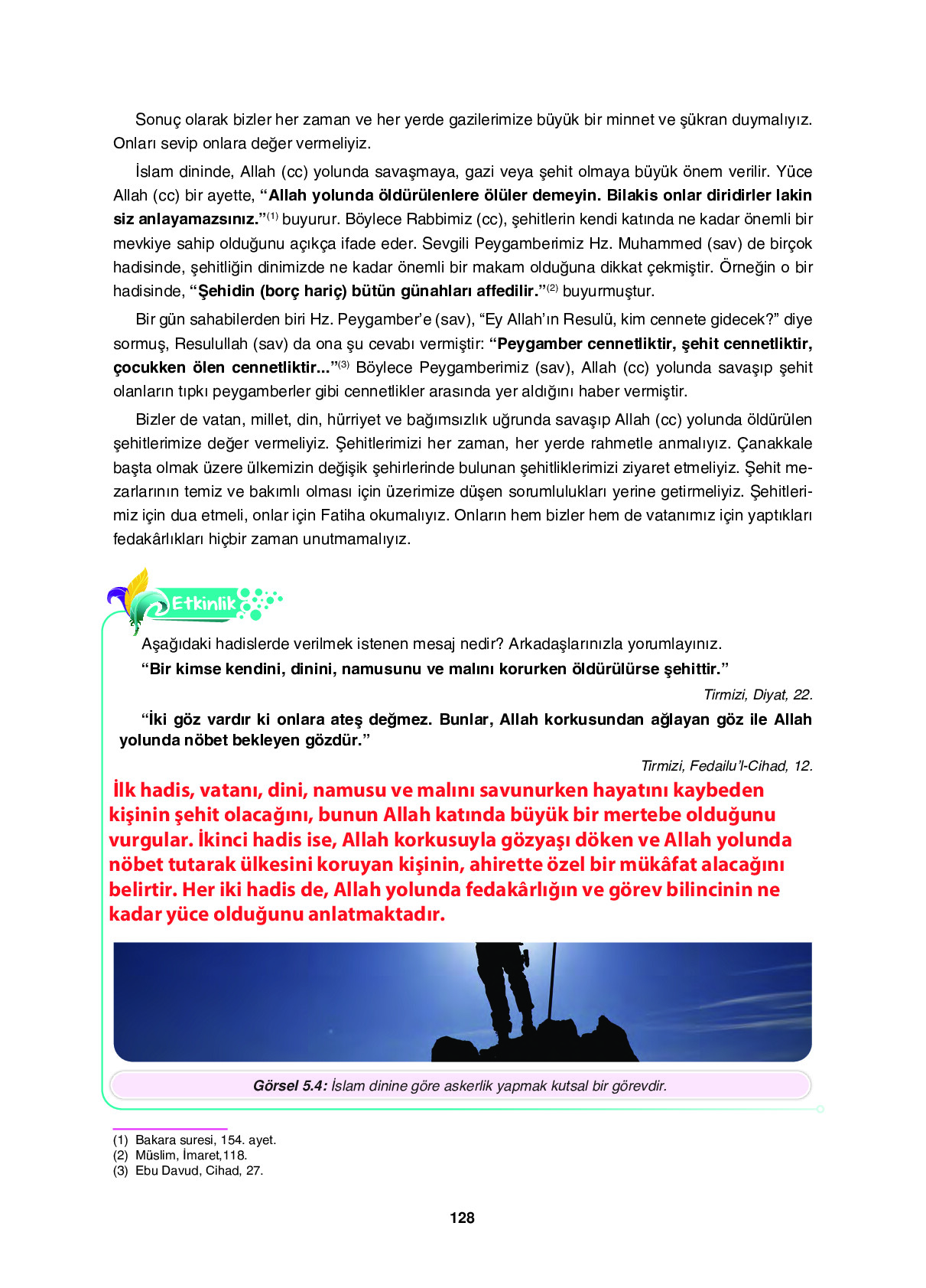 6. Sınıf Sdr Dikey Yayıncılık Din Kültürü Ve Ahlak Bilgisi Ders Kitabı Sayfa 128 Cevapları