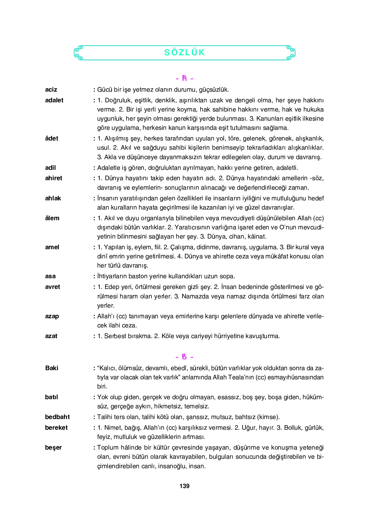 6. Sınıf Sdr Dikey Yayıncılık Din Kültürü Ve Ahlak Bilgisi Ders Kitabı Sayfa 139 Cevapları