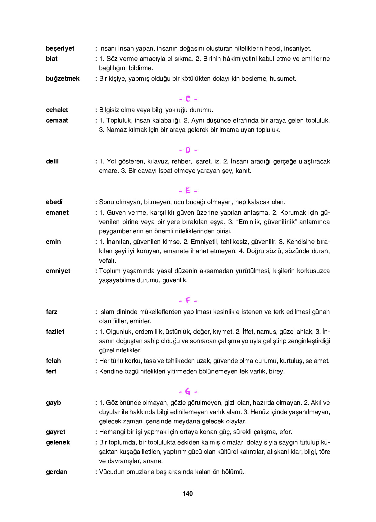 6. Sınıf Sdr Dikey Yayıncılık Din Kültürü Ve Ahlak Bilgisi Ders Kitabı Sayfa 140 Cevapları