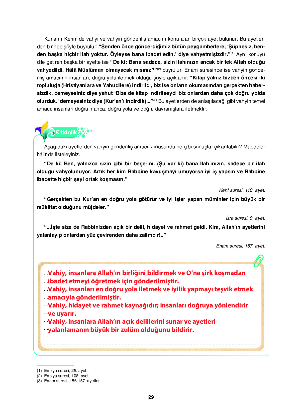 6. Sınıf Sdr Dikey Yayıncılık Din Kültürü Ve Ahlak Bilgisi Ders Kitabı Sayfa 29 Cevapları