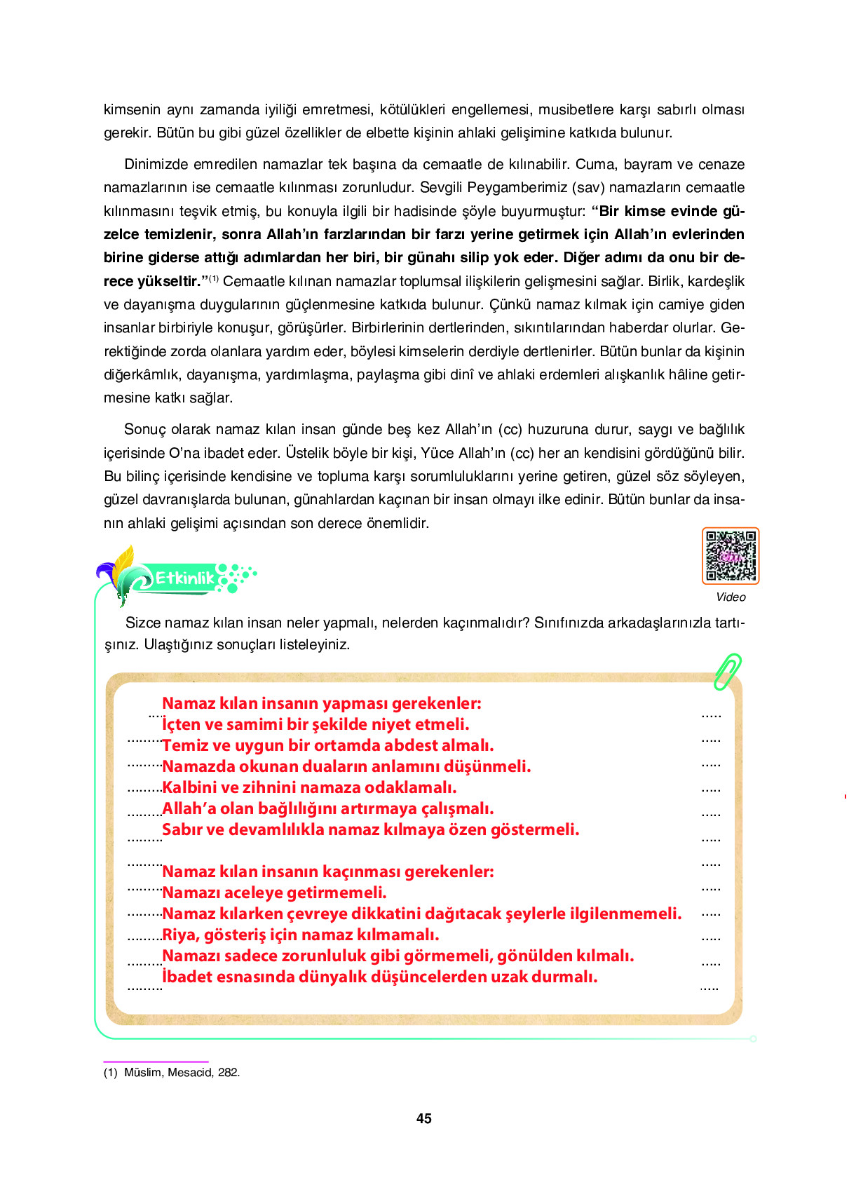 6. Sınıf Sdr Dikey Yayıncılık Din Kültürü Ve Ahlak Bilgisi Ders Kitabı Sayfa 45 Cevapları