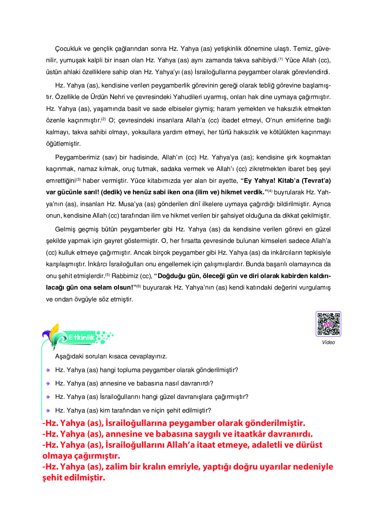 6. Sınıf Sdr Dikey Yayıncılık Din Kültürü Ve Ahlak Bilgisi Ders Kitabı Sayfa 89 Cevapları