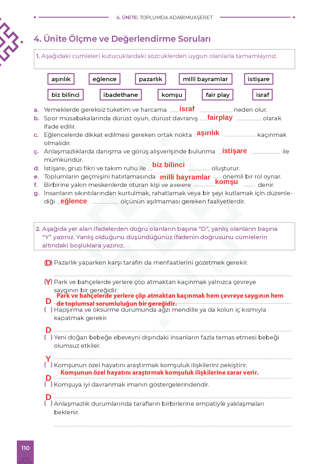 9. Sınıf Meb Yayınları Adabımuaşeret Ders Kitabı Sayfa 110 Cevapları 9. Sınıf Meb Yayınları Adabımuaşeret Ders Kitabı Sayfa 110 Cevapları