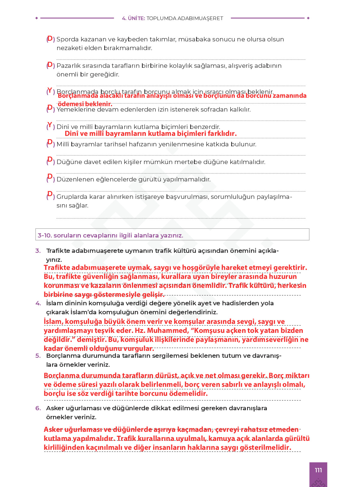 9. Sınıf Meb Yayınları Adabımuaşeret Ders Kitabı Sayfa 111 Cevapları 9. Sınıf Meb Yayınları Adabımuaşeret Ders Kitabı Sayfa 111 Cevapları