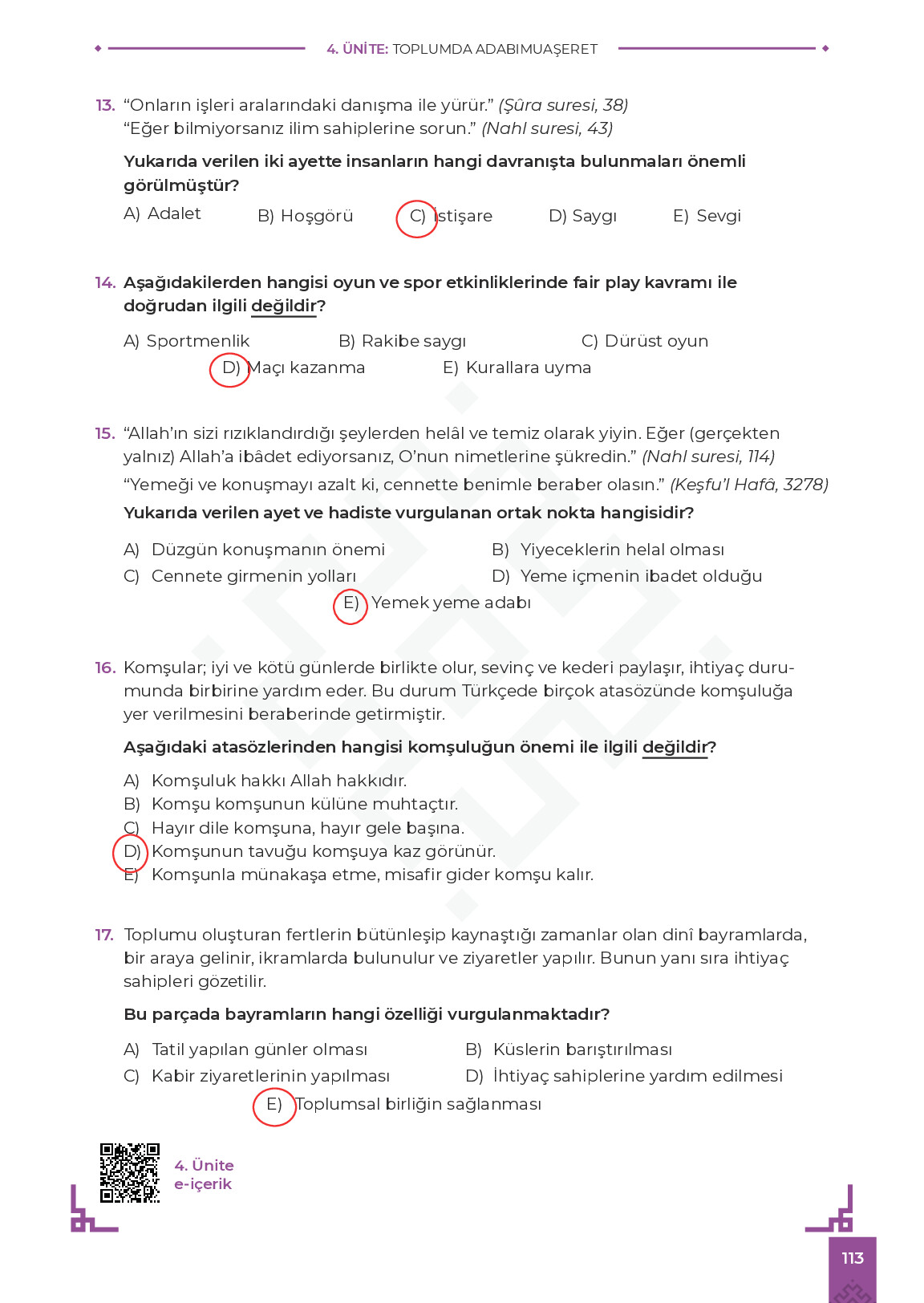 9. Sınıf Meb Yayınları Adabımuaşeret Ders Kitabı Sayfa 113 Cevapları 9. Sınıf Meb Yayınları Adabımuaşeret Ders Kitabı Sayfa 113 Cevapları