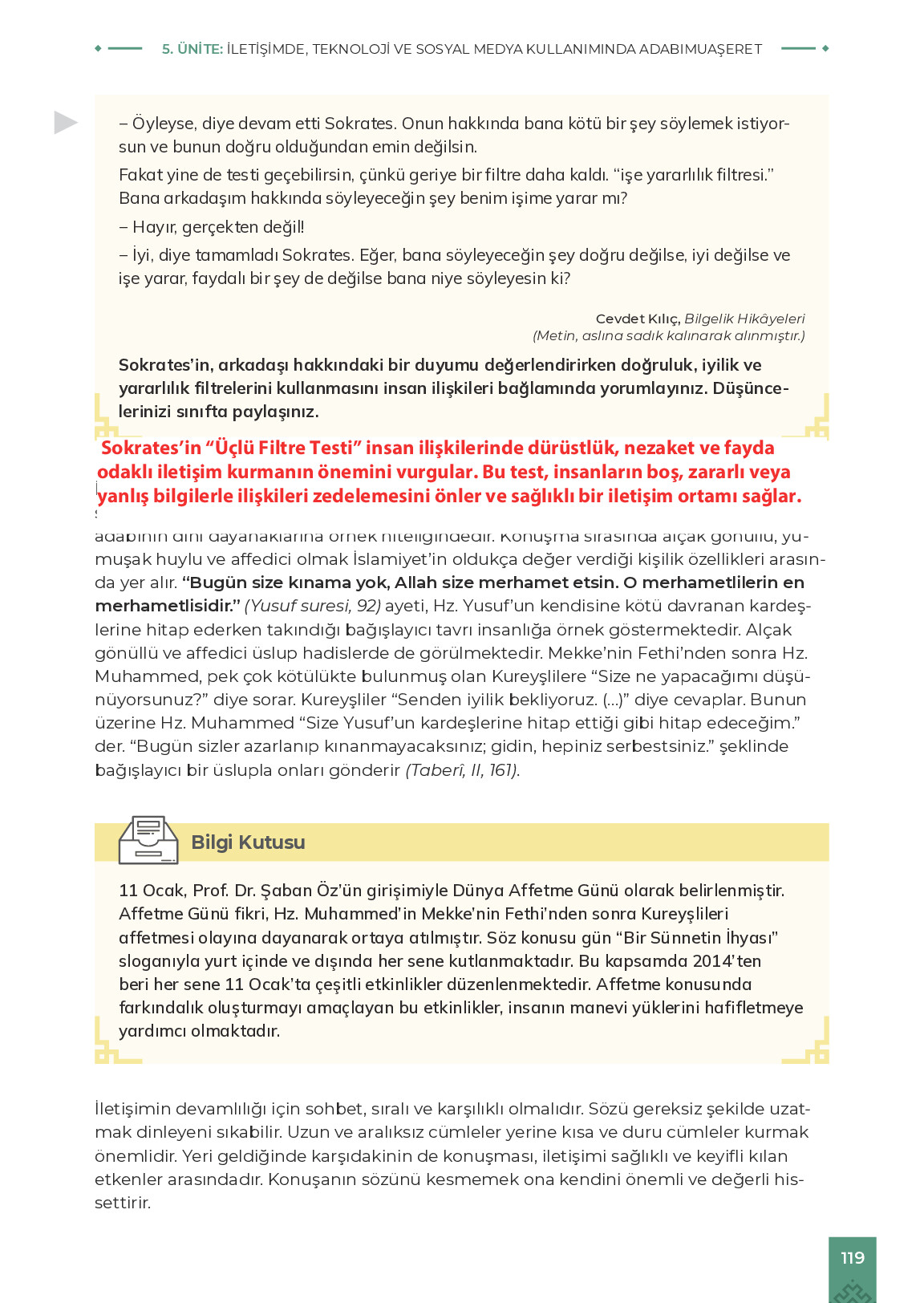 9. Sınıf Meb Yayınları Adabımuaşeret Ders Kitabı Sayfa 119 Cevapları 9. Sınıf Meb Yayınları Adabımuaşeret Ders Kitabı Sayfa 119 Cevapları