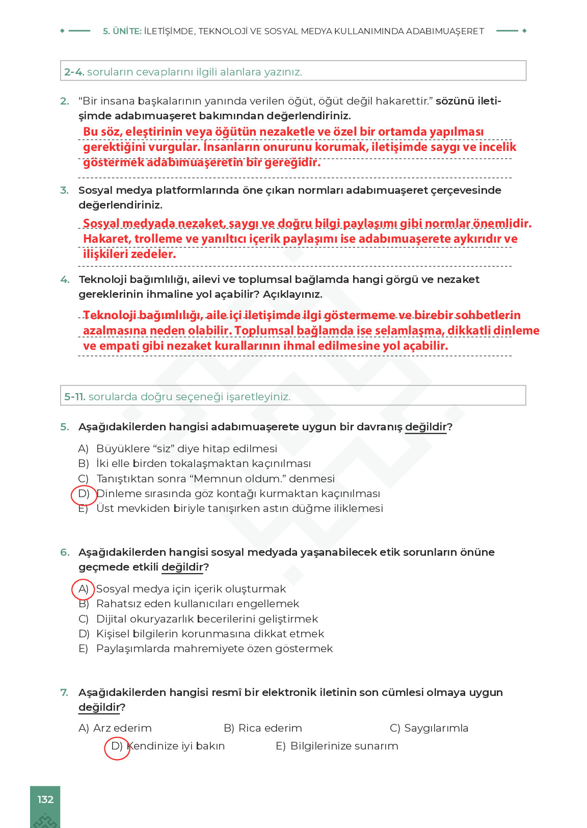 9. Sınıf Meb Yayınları Adabımuaşeret Ders Kitabı Sayfa 132 Cevapları 9. Sınıf Meb Yayınları Adabımuaşeret Ders Kitabı Sayfa 132 Cevapları