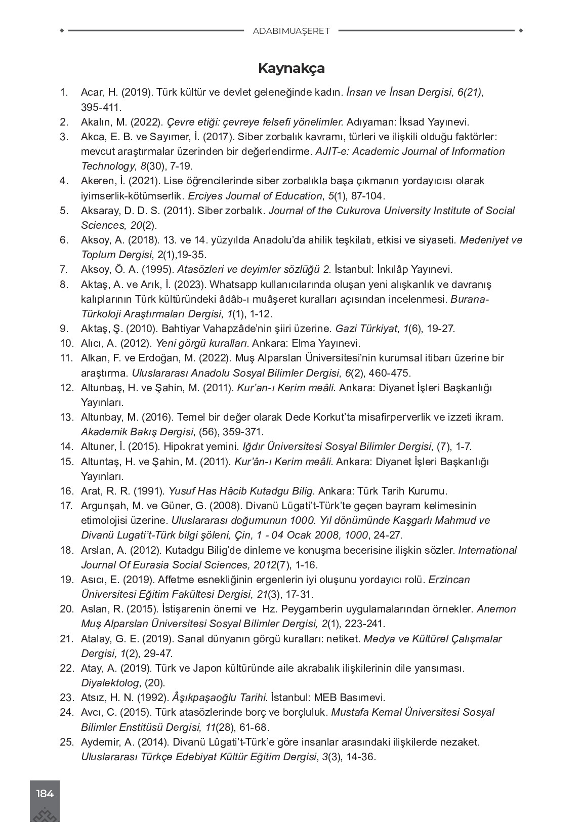 9. Sınıf Meb Yayınları Adabımuaşeret Ders Kitabı Sayfa 184 Cevapları