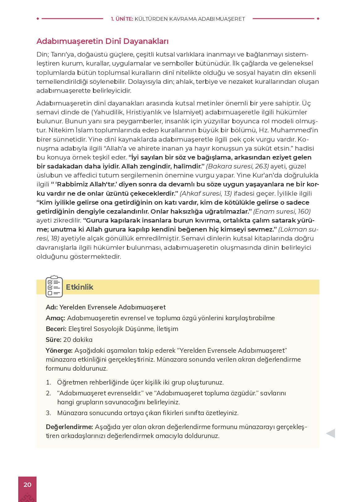 9. Sınıf Meb Yayınları Adabımuaşeret Ders Kitabı Sayfa 20 Cevapları 9. Sınıf Meb Yayınları Adabımuaşeret Ders Kitabı Sayfa 20 Cevapları