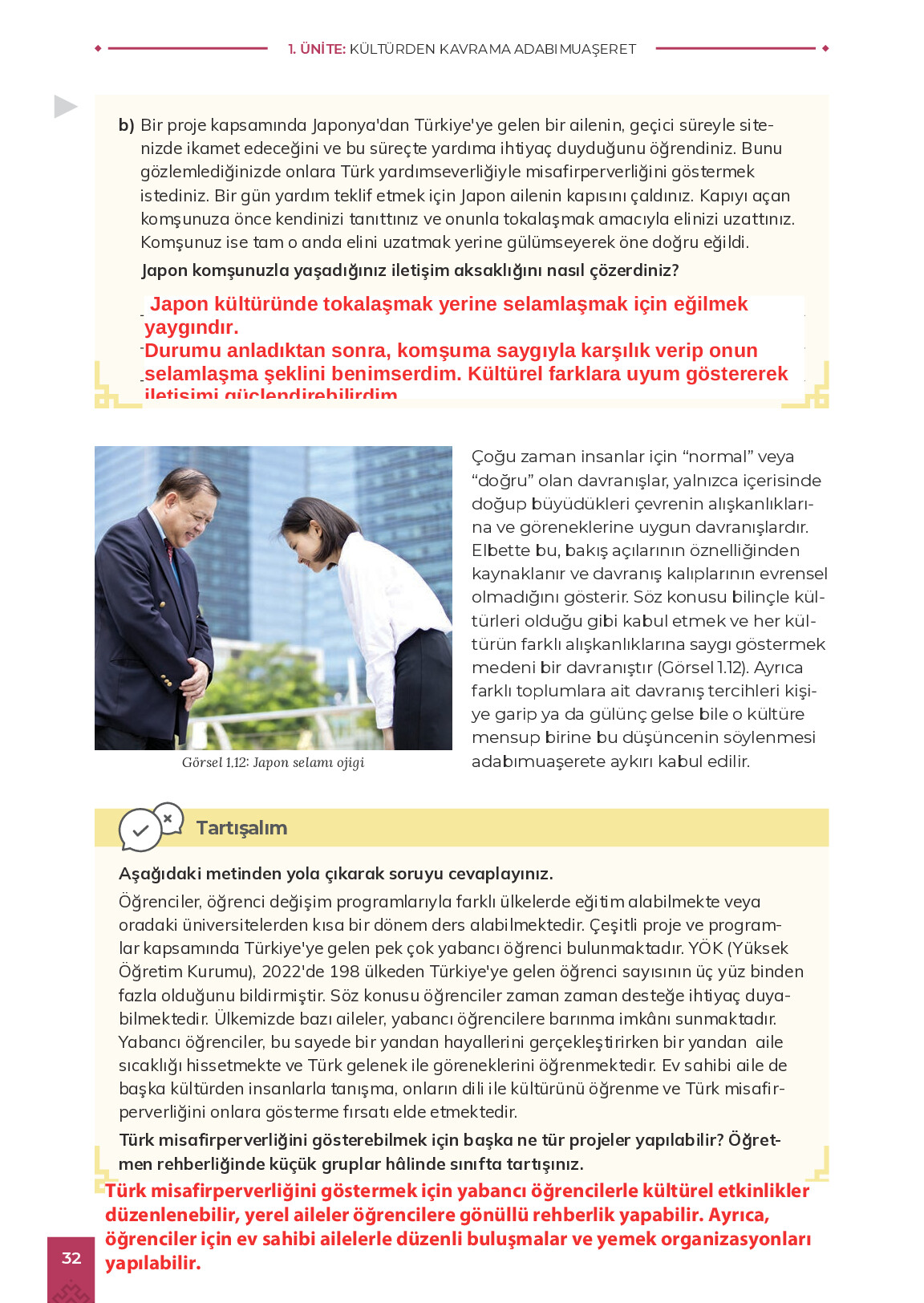 9. Sınıf Meb Yayınları Adabımuaşeret Ders Kitabı Sayfa 32 Cevapları