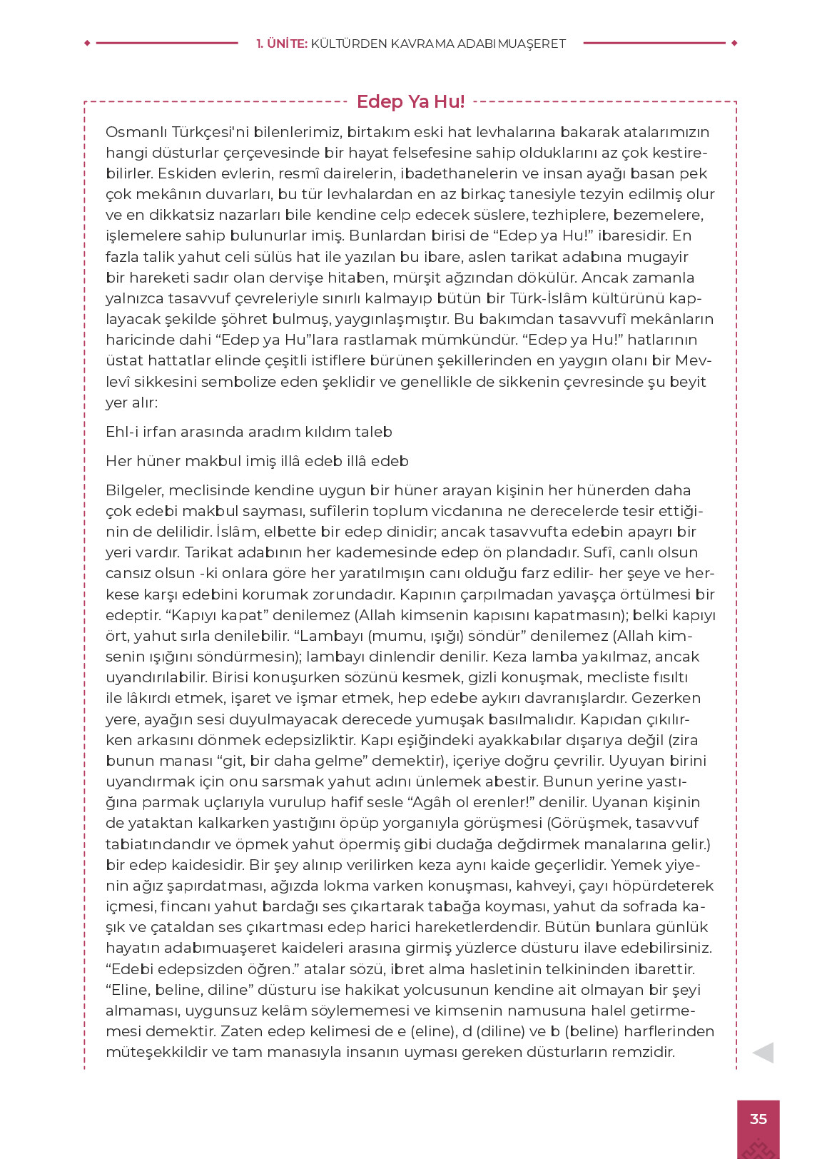 9. Sınıf Meb Yayınları Adabımuaşeret Ders Kitabı Sayfa 35 Cevapları