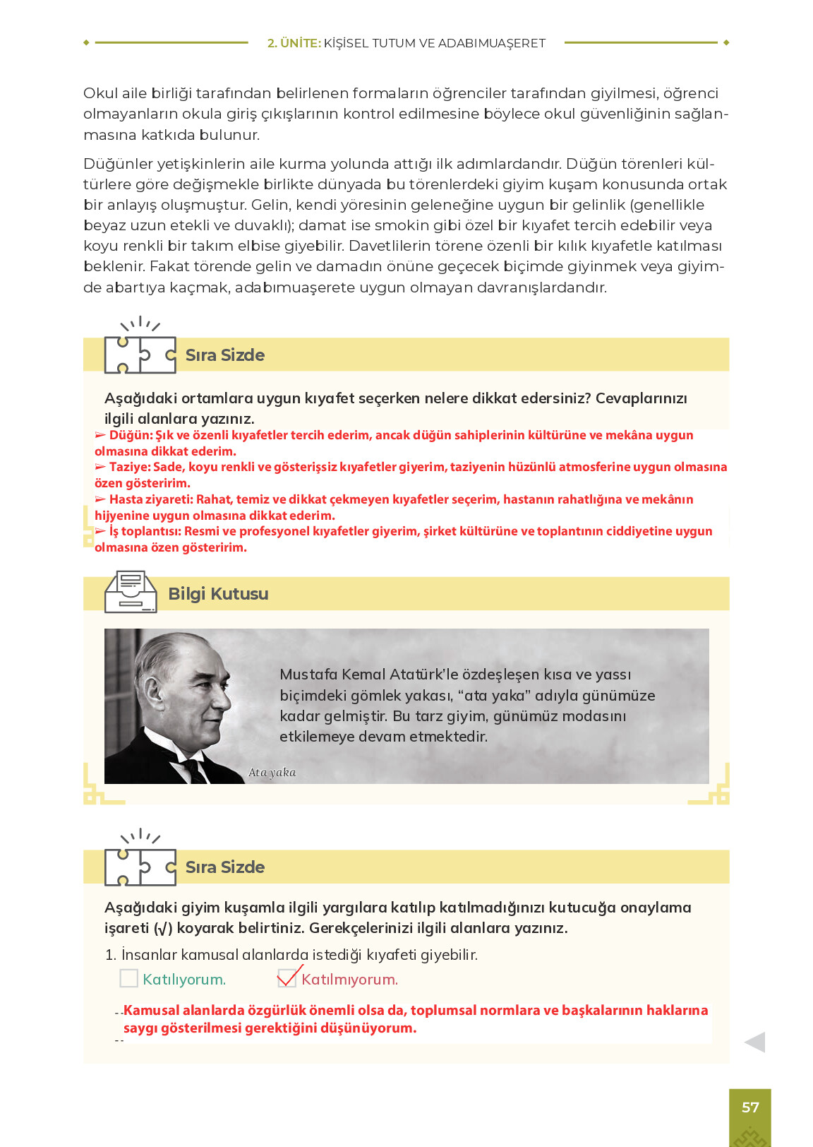 9. Sınıf Meb Yayınları Adabımuaşeret Ders Kitabı Sayfa 57 Cevapları
