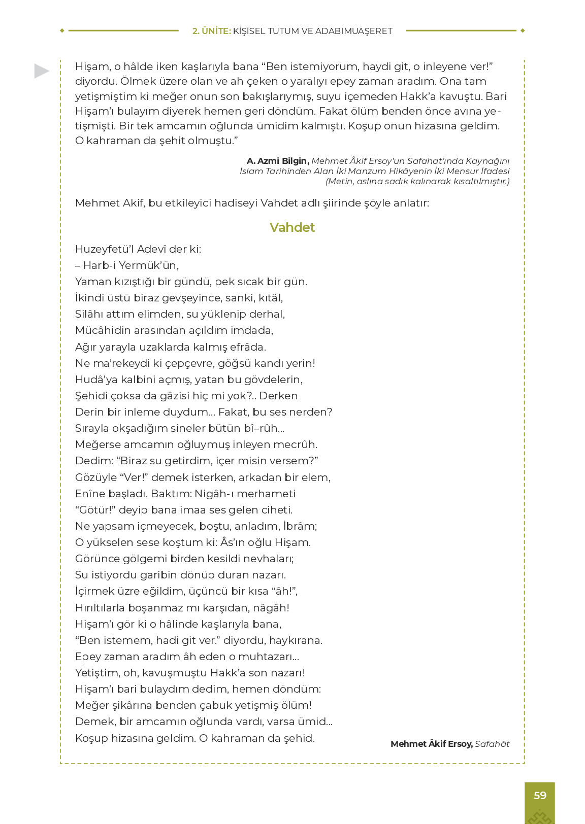 9. Sınıf Meb Yayınları Adabımuaşeret Ders Kitabı Sayfa 59 Cevapları
