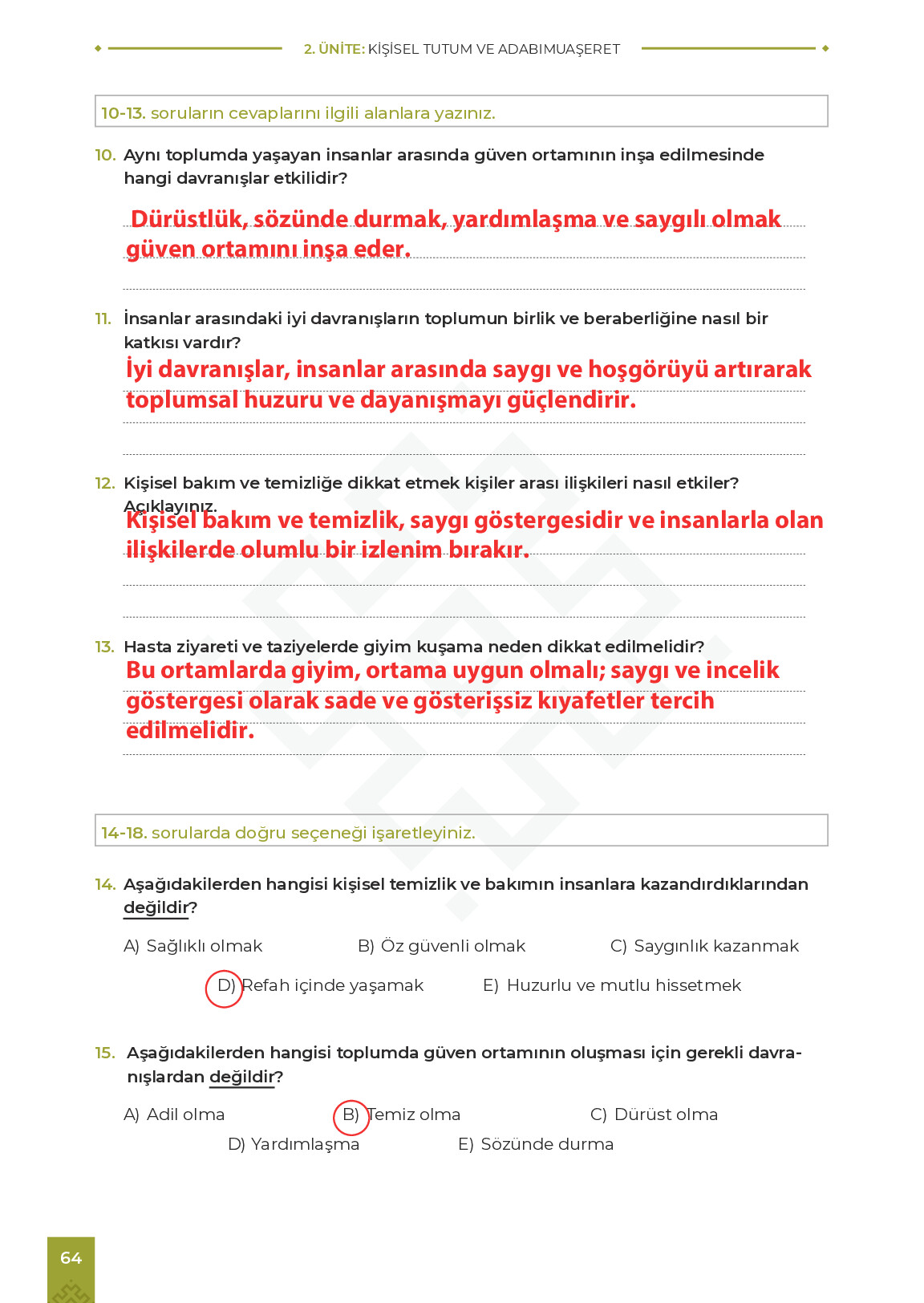9. Sınıf Meb Yayınları Adabımuaşeret Ders Kitabı Sayfa 64 Cevapları 9. Sınıf Meb Yayınları Adabımuaşeret Ders Kitabı Sayfa 64 Cevapları