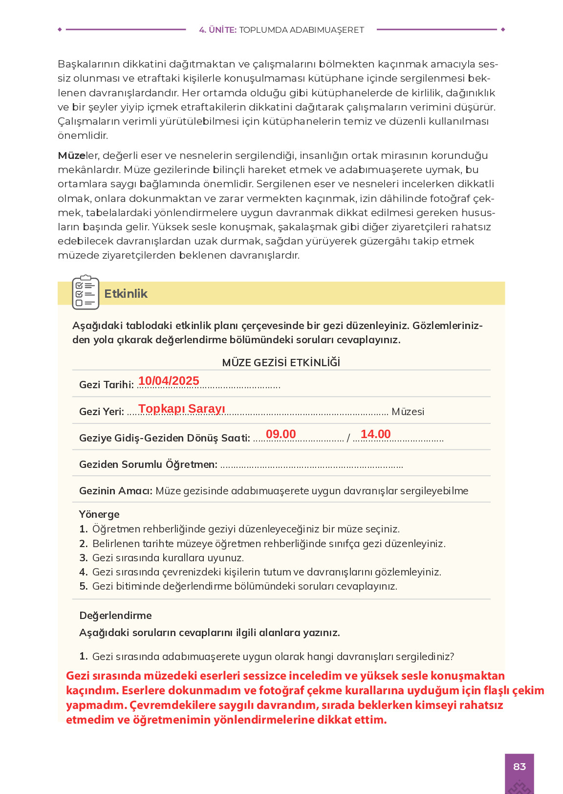 9. Sınıf Meb Yayınları Adabımuaşeret Ders Kitabı Sayfa 83 Cevapları 9. Sınıf Meb Yayınları Adabımuaşeret Ders Kitabı Sayfa 83 Cevapları