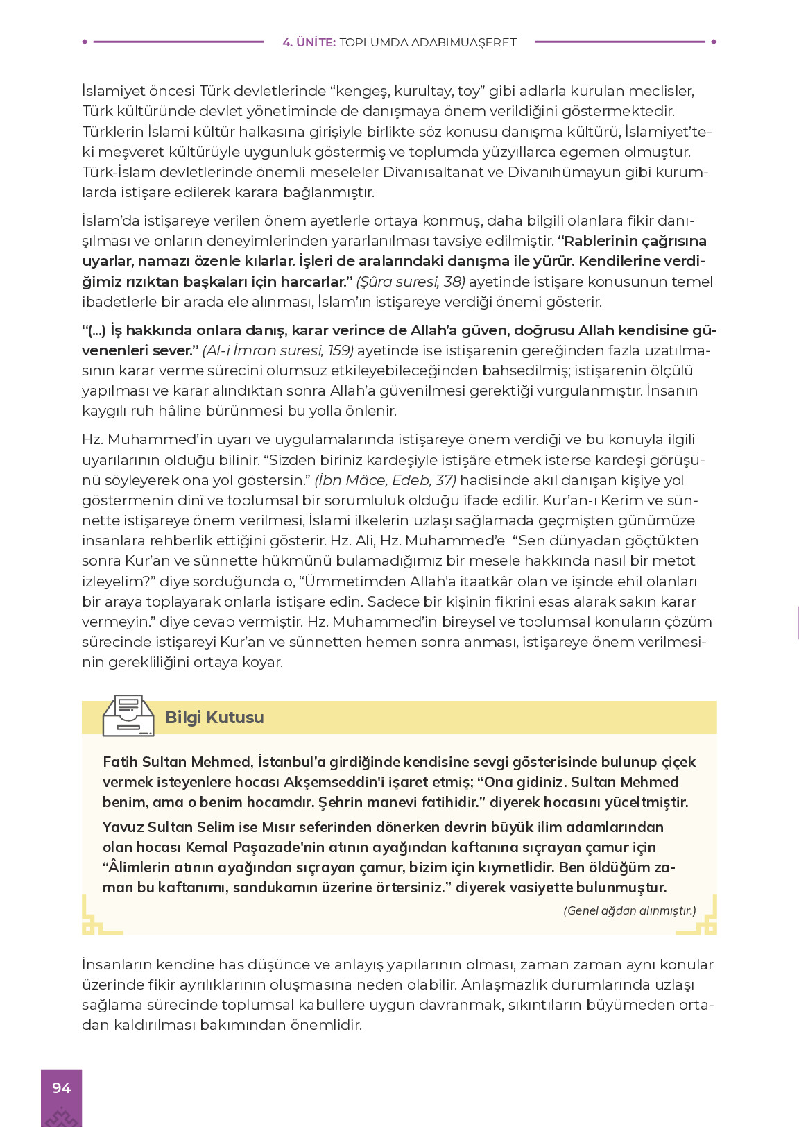 9. Sınıf Meb Yayınları Adabımuaşeret Ders Kitabı Sayfa 94 Cevapları