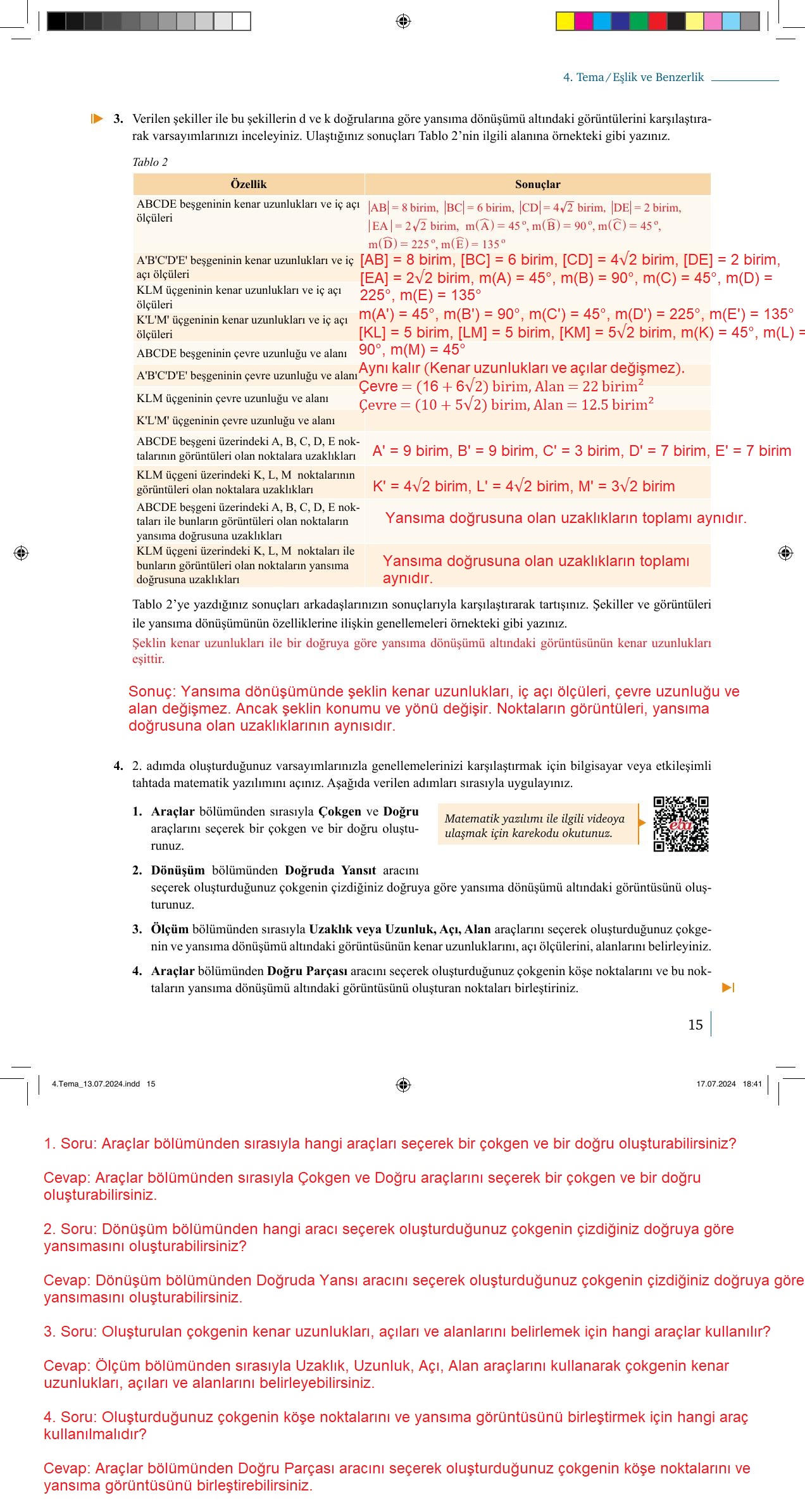 9. Sınıf Meb Yayınları Matematik 2. Kitap Ders Kitabı Sayfa 15 Cevapları