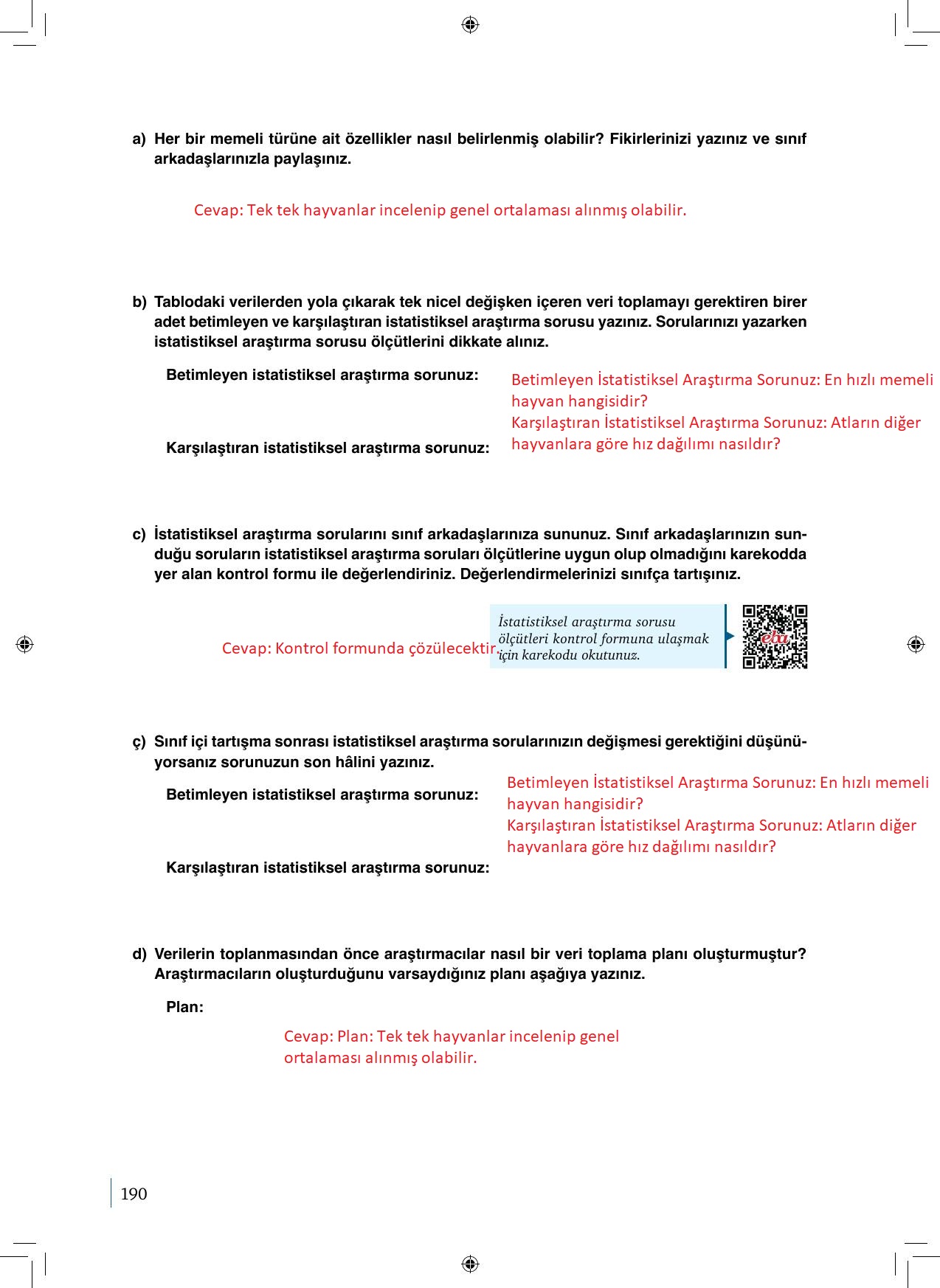 9. Sınıf Meb Yayınları Matematik 2. Kitap Ders Kitabı Sayfa 190 Cevapları