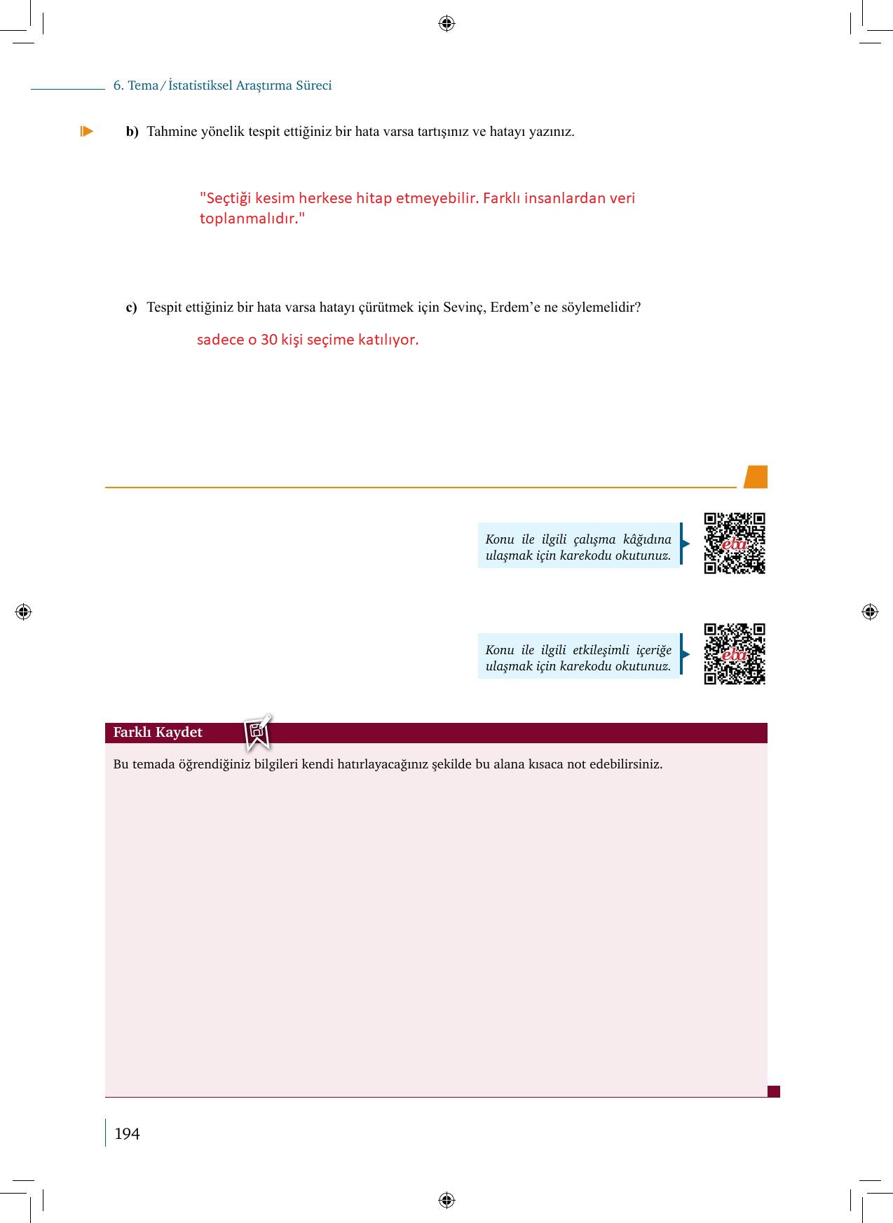 9. Sınıf Meb Yayınları Matematik 2. Kitap Ders Kitabı Sayfa 194 Cevapları