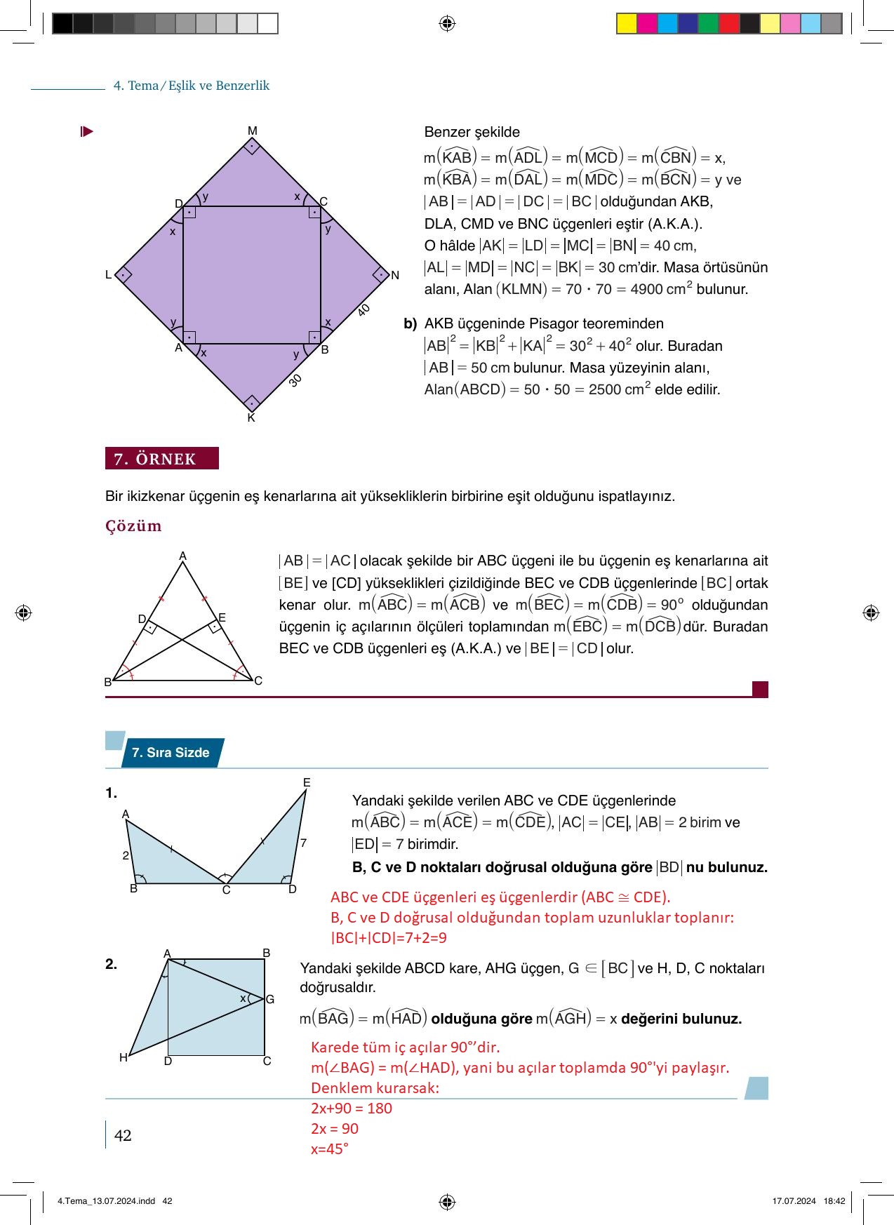 9. Sınıf Meb Yayınları Matematik 2. Kitap Ders Kitabı Sayfa 42 Cevapları