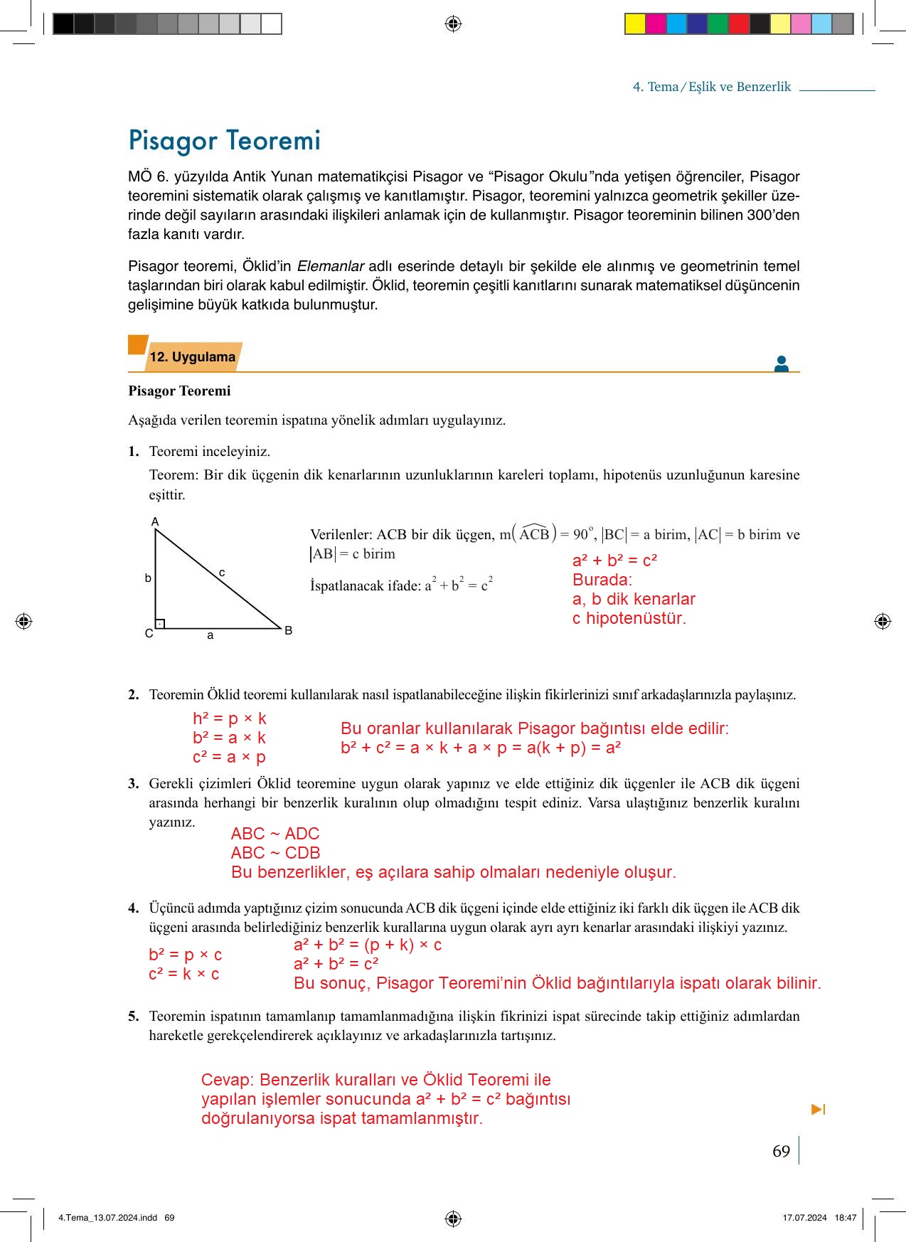 9. Sınıf Meb Yayınları Matematik 2. Kitap Ders Kitabı Sayfa 69 Cevapları