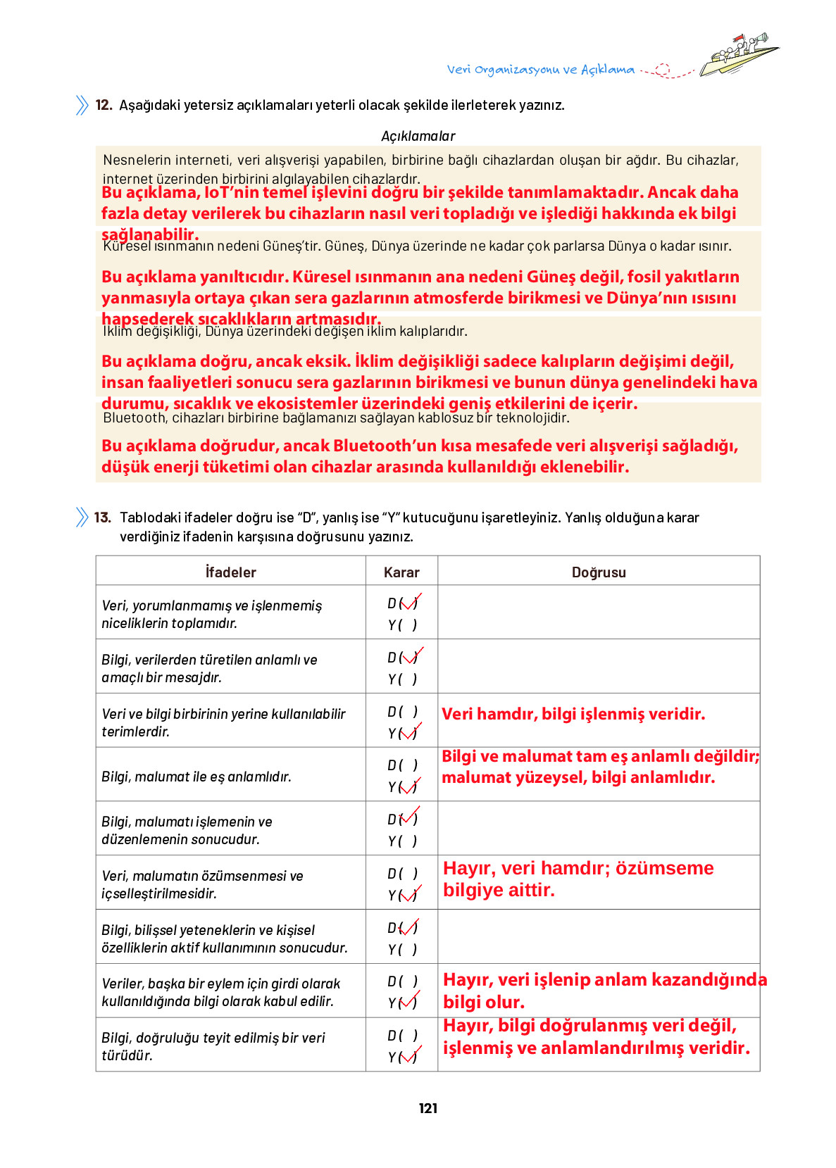 9. Sınıf Meb Yayınları Ortaöğretim Düşünme Eğitimi Ders Kitabı Sayfa 121 Cevapları