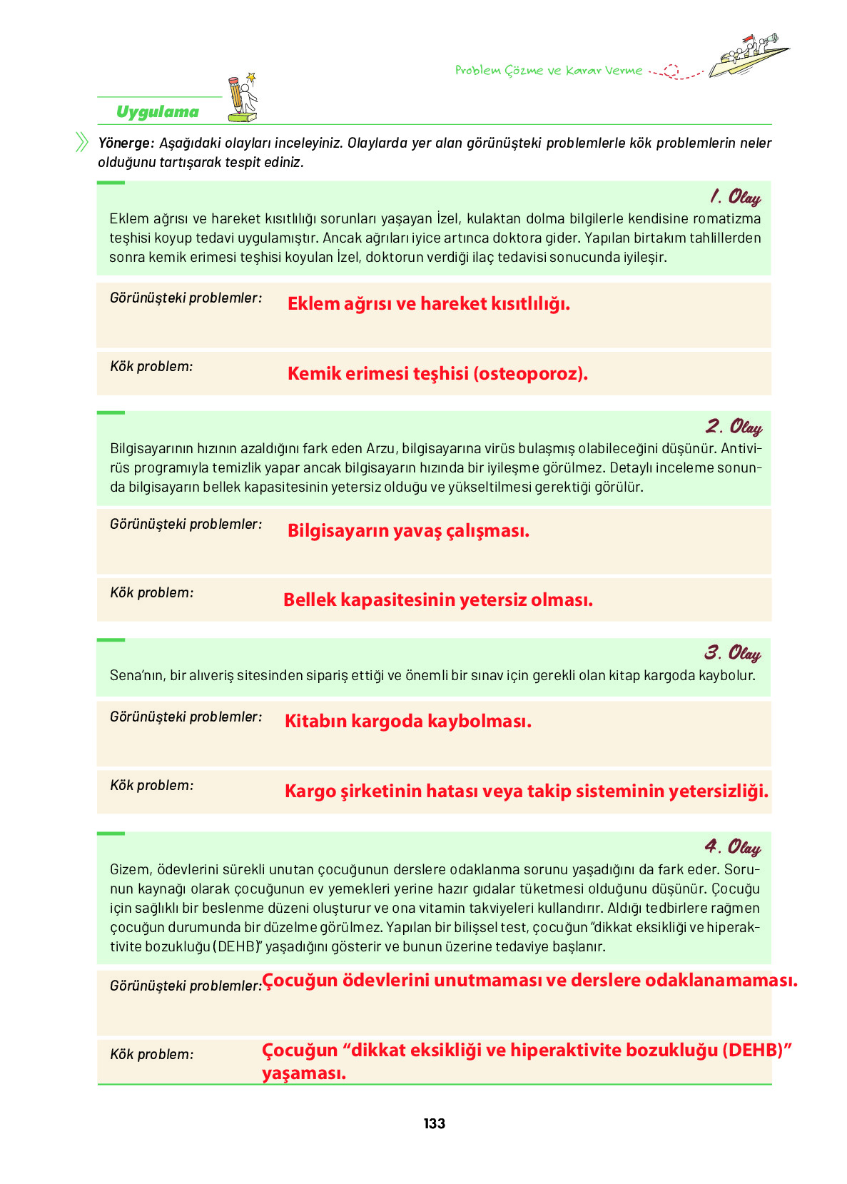 9. Sınıf Meb Yayınları Ortaöğretim Düşünme Eğitimi Ders Kitabı Sayfa 133 Cevapları