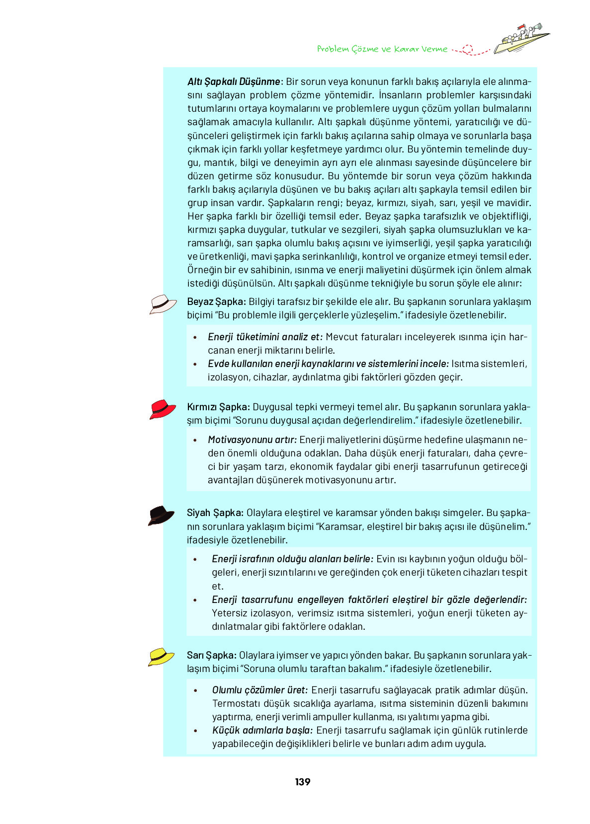 9. Sınıf Meb Yayınları Ortaöğretim Düşünme Eğitimi Ders Kitabı Sayfa 139 Cevapları