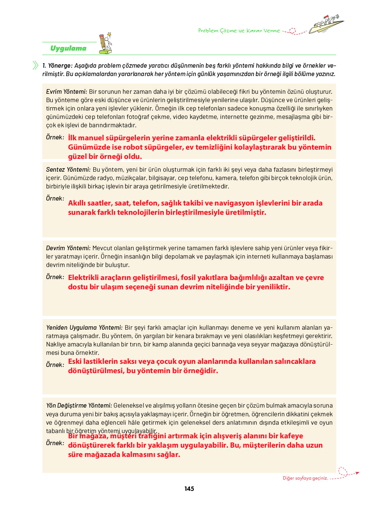 9. Sınıf Meb Yayınları Ortaöğretim Düşünme Eğitimi Ders Kitabı Sayfa 145 Cevapları