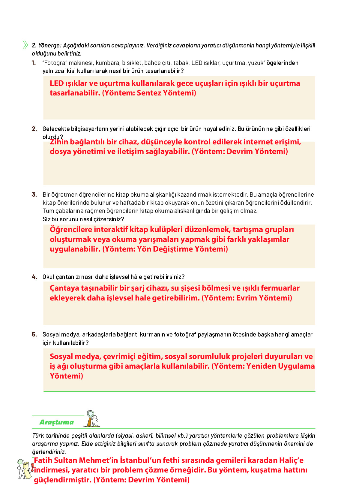 9. Sınıf Meb Yayınları Ortaöğretim Düşünme Eğitimi Ders Kitabı Sayfa 146 Cevapları