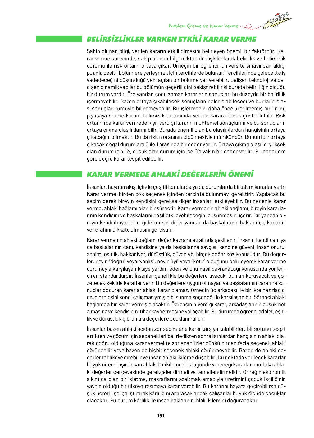 9. Sınıf Meb Yayınları Ortaöğretim Düşünme Eğitimi Ders Kitabı Sayfa 151 Cevapları