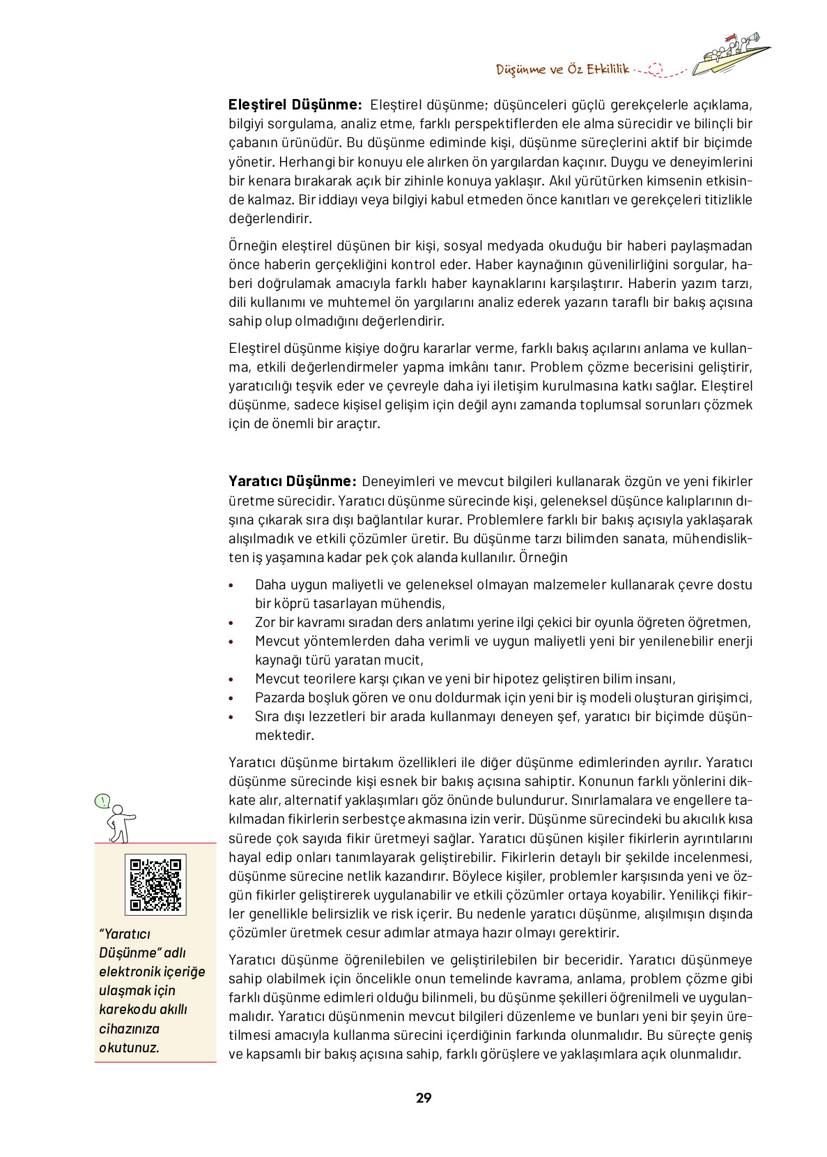 9. Sınıf Meb Yayınları Ortaöğretim Düşünme Eğitimi Ders Kitabı Sayfa 29 Cevapları