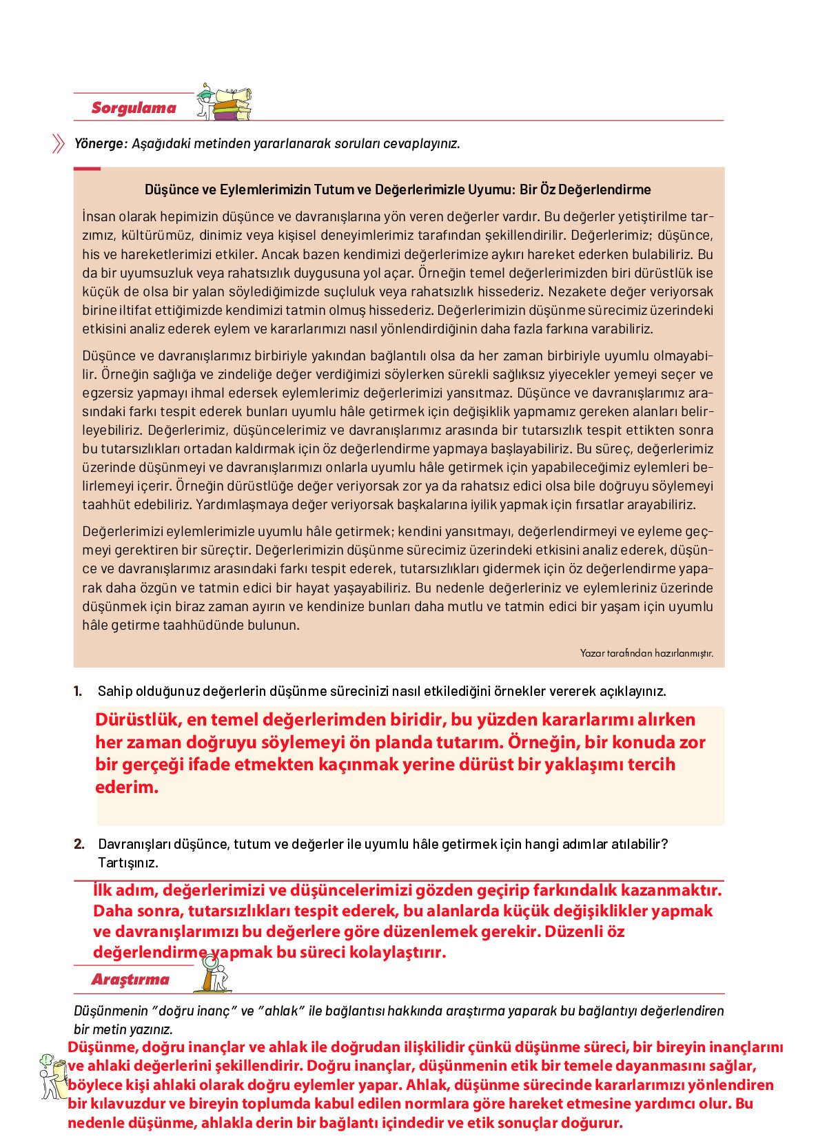 9. Sınıf Meb Yayınları Ortaöğretim Düşünme Eğitimi Ders Kitabı Sayfa 34 Cevapları
