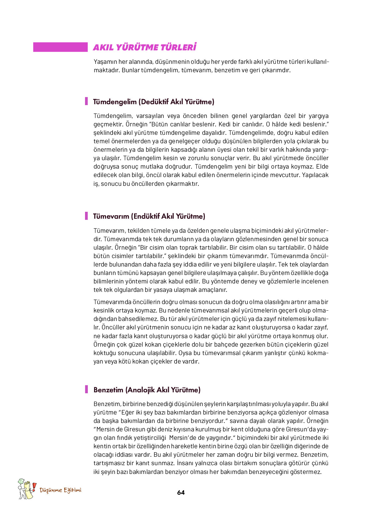 9. Sınıf Meb Yayınları Ortaöğretim Düşünme Eğitimi Ders Kitabı Sayfa 64 Cevapları