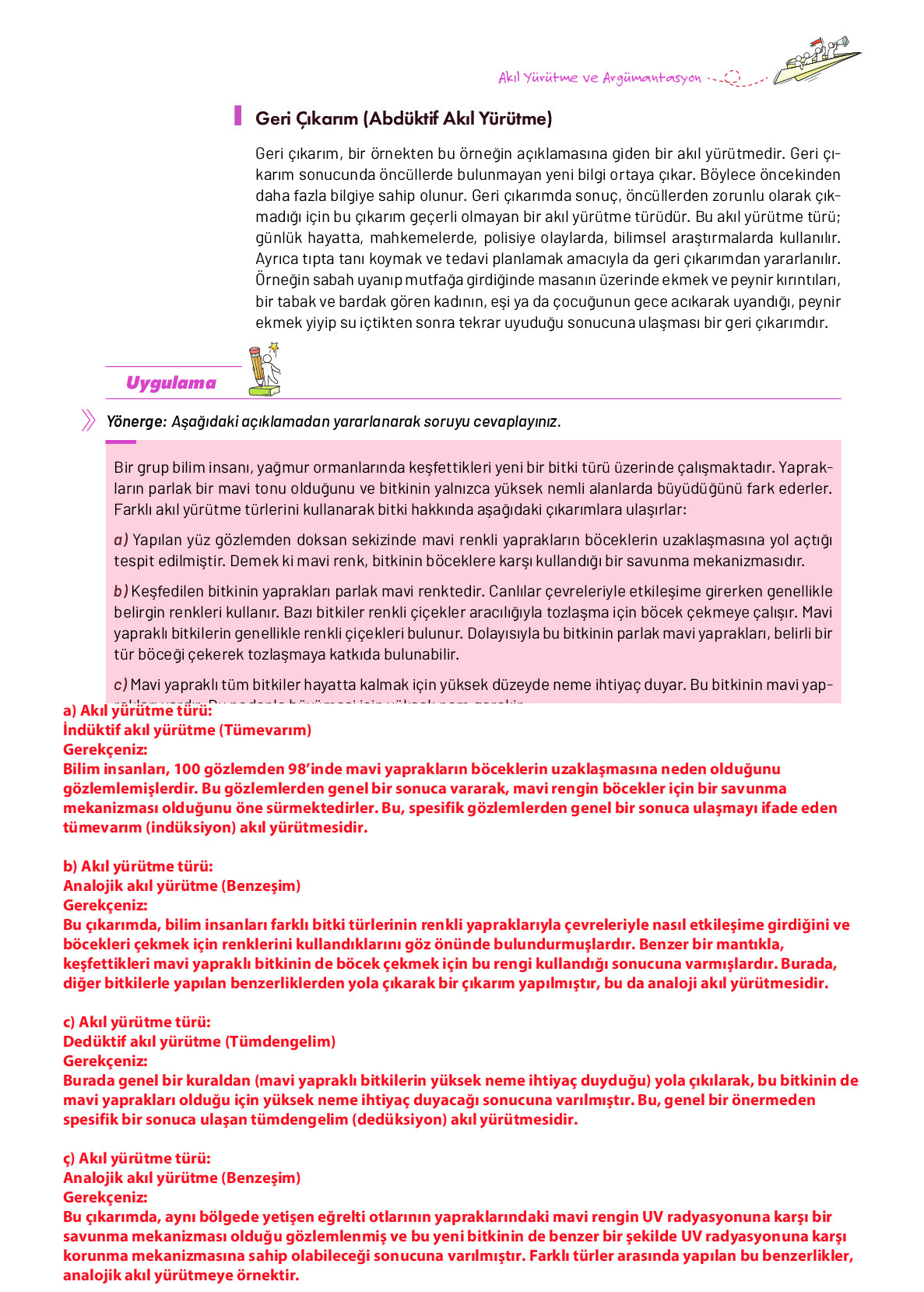 9. Sınıf Meb Yayınları Ortaöğretim Düşünme Eğitimi Ders Kitabı Sayfa 65 Cevapları