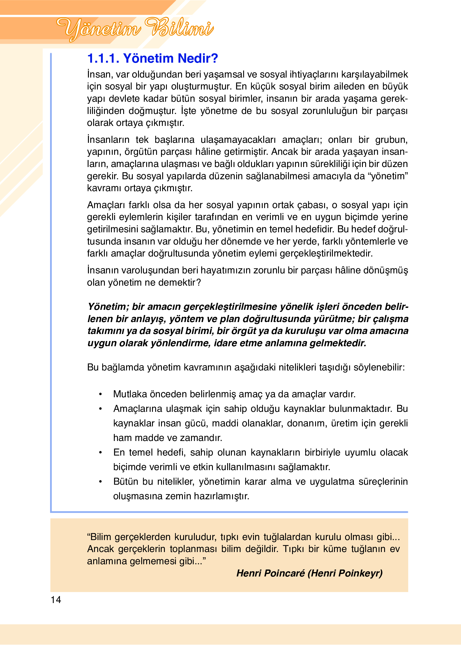 9. Sınıf Meb Yayınları Yönetim Bilimi Ders Kitabı Sayfa 14 Cevapları 9. Sınıf Meb Yayınları Yönetim Bilimi Ders Kitabı Sayfa 14 Cevapları