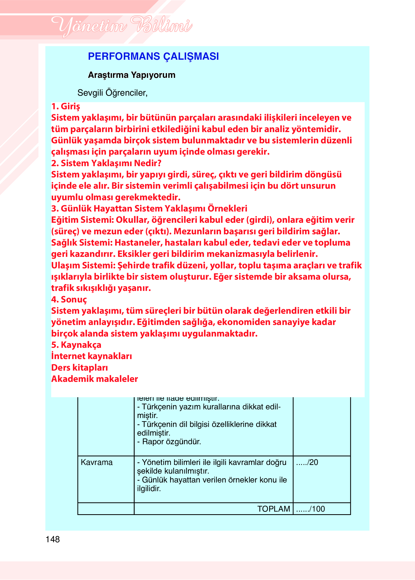 9. Sınıf Meb Yayınları Yönetim Bilimi Ders Kitabı Sayfa 148 Cevapları