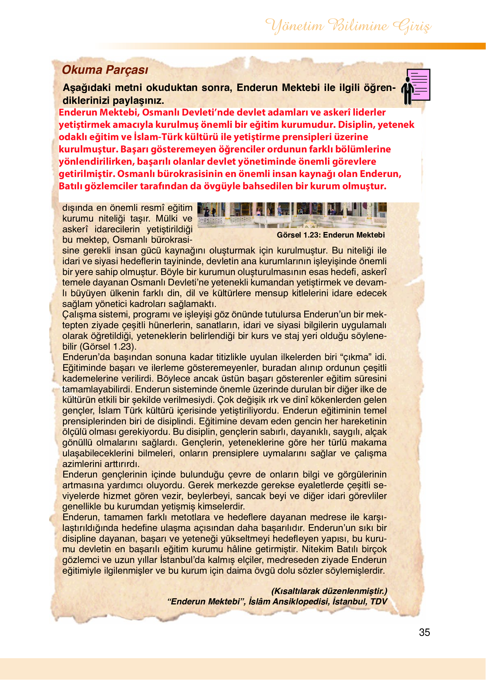 9. Sınıf Meb Yayınları Yönetim Bilimi Ders Kitabı Sayfa 35 Cevapları