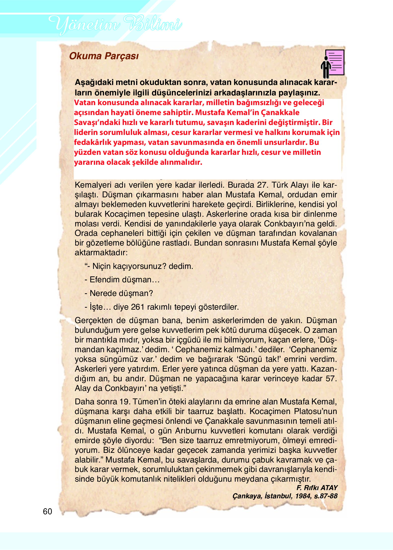 9. Sınıf Meb Yayınları Yönetim Bilimi Ders Kitabı Sayfa 60 Cevapları