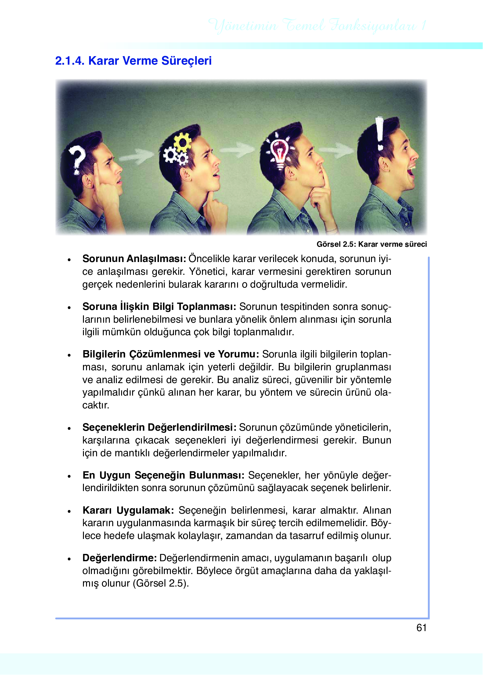 9. Sınıf Meb Yayınları Yönetim Bilimi Ders Kitabı Sayfa 61 Cevapları