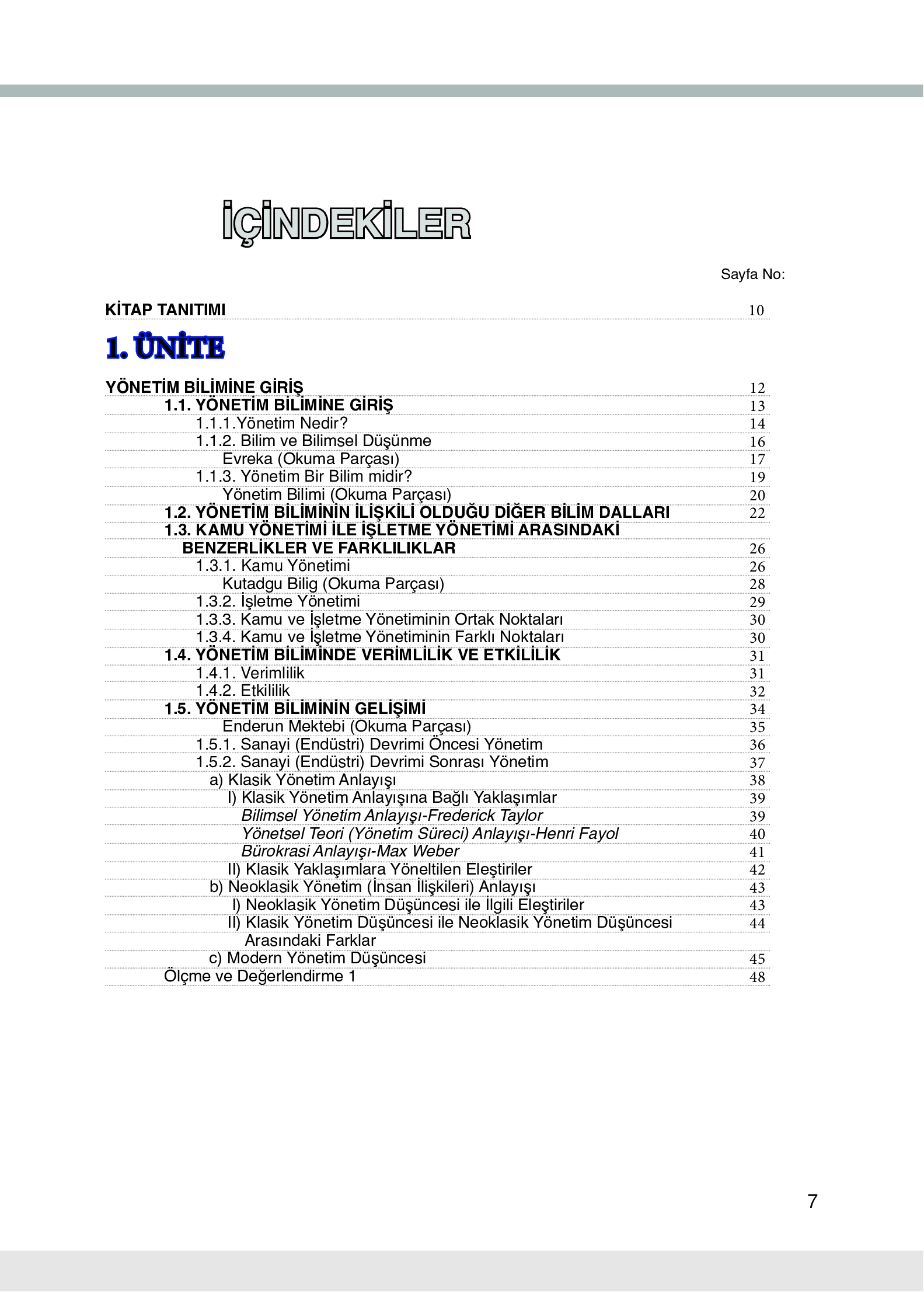9. Sınıf Meb Yayınları Yönetim Bilimi Ders Kitabı Sayfa 7 Cevapları