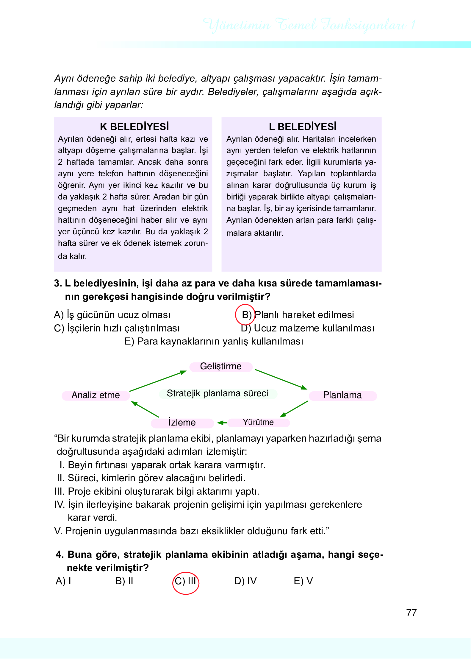 9. Sınıf Meb Yayınları Yönetim Bilimi Ders Kitabı Sayfa 77 Cevapları