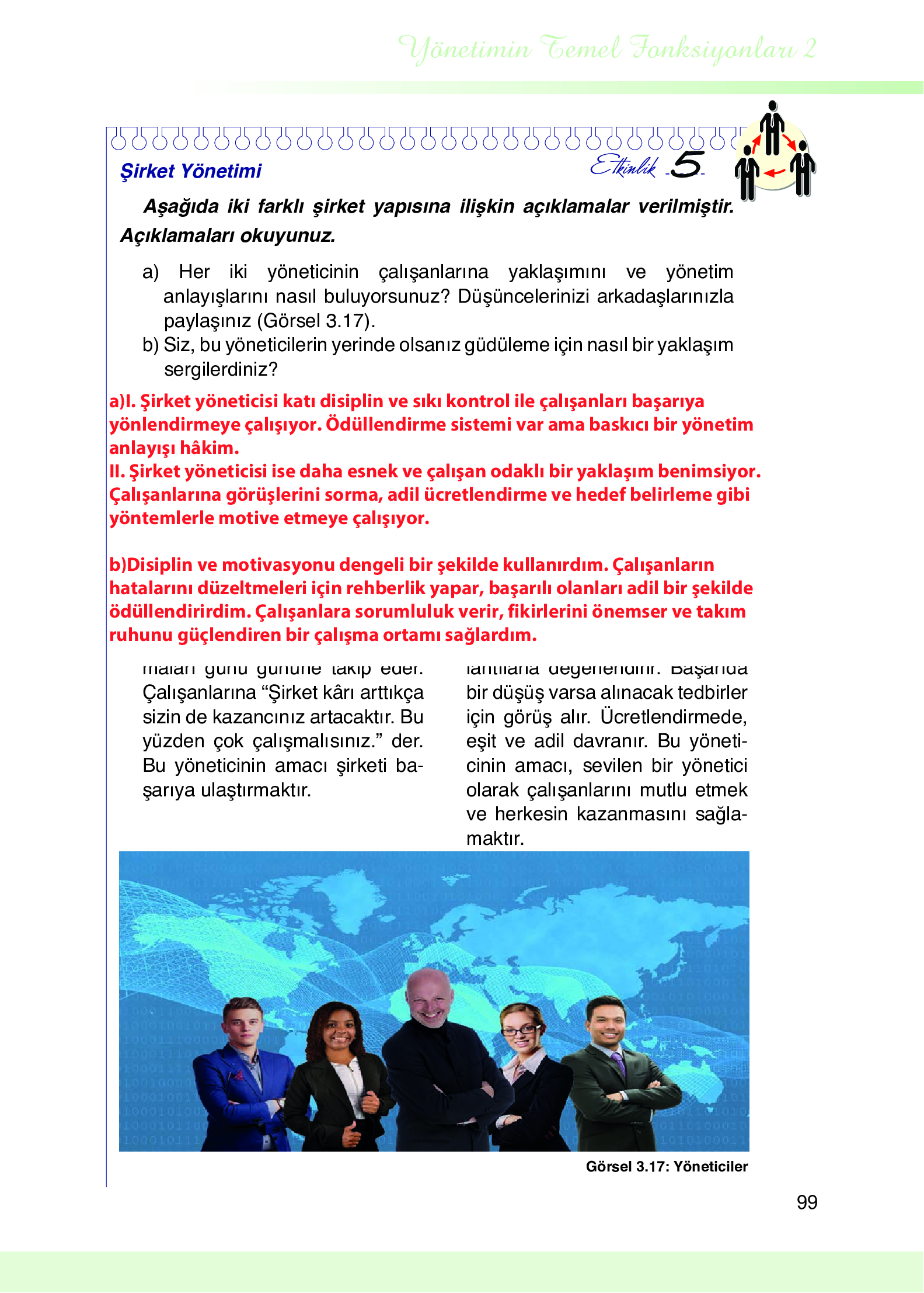 9. Sınıf Meb Yayınları Yönetim Bilimi Ders Kitabı Sayfa 99 Cevapları